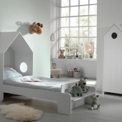 Bedhuisje 90x200 Cm (incl. Lattenbodem) En Kleerkast Casami-wit -Kinderkamer Meubelen Ontwerp zonder titel 2023 09 18T140959.394 1 ec56