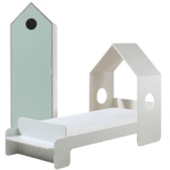 Bedhuisje 90x200 Cm (incl. Lattenbodem) En Kleerkast Casami-muntgroen/wit -Kinderkamer Meubelen Ontwerp zonder titel 2023 09 18T143316.552 b968