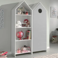 Kledingkast + Boekenkast Casami - Roze/grijs