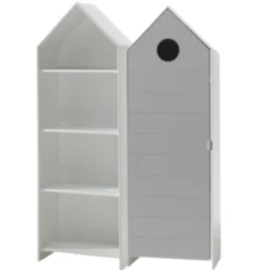 Kledingkast + Boekenkast Casami - Roze/grijs -Kinderkamer Meubelen Ontwerp zonder titel 2023 09 18T154035.973 86b1