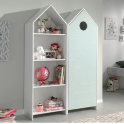 Kledingkast + Boekenkast Casami - Muntgroen/wit