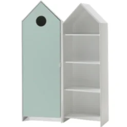 Kledingkast + Boekenkast Casami - Muntgroen/wit -Kinderkamer Meubelen Ontwerp zonder titel 2023 09 18T155009.308 8beb