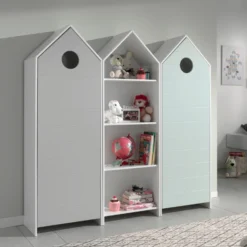 2 Kledingkasten + Boekenkast Casami - Muntgroen/wit/grijs -Kinderkamer Meubelen Ontwerp zonder titel 2023 09 19T093705.776 1 8111