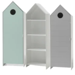 2 Kledingkasten + Boekenkast Casami - Muntgroen/wit/grijs -Kinderkamer Meubelen Ontwerp zonder titel 2023 09 19T093745.799 3029
