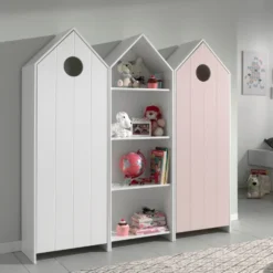 2 Kledingkasten + Boekenkast Casami - Wit/roze