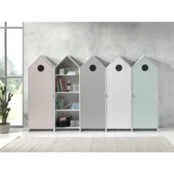 4 Kledingkasten + Boekenkast Casami - Roze/wit/grijs/muntgroen -Kinderkamer Meubelen Ontwerp zonder titel 2023 09 19T112411.332 dc7d