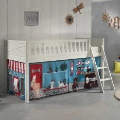 Halfhoogslaper Scottie 90x200 Cm Met Dierenwinkel-speelgordijn-wit