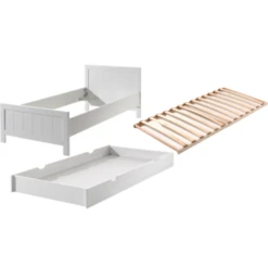 Bed Erik 90x200cm (incl. Lattenbodem) Met Bedlade 90x190 Cm - Wit -Kinderkamer Meubelen Ontwerp zonder titel 2023 10 02T155142.317 4fd5