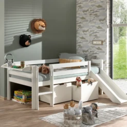 Halfhoogslaper Pip 90x200 Cm Met Glijbaan,2 Lades En 1 Hangplank-wit -Kinderkamer Meubelen Ontwerp zonder titel 2023 10 18T132826.605 feae