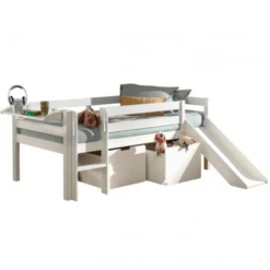 Halfhoogslaper Pip 90x200 Cm Met Glijbaan,2 Lades En 1 Hangplank-wit -Kinderkamer Meubelen Ontwerp zonder titel 2023 10 18T132923.294 2bdb