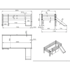 Halfhoogslaper Pip 90x200 Cm Met Glijbaan,2 Lades En 1 Hangplank-wit -Kinderkamer Meubelen Ontwerp zonder titel 2023 10 18T133346.116 4661