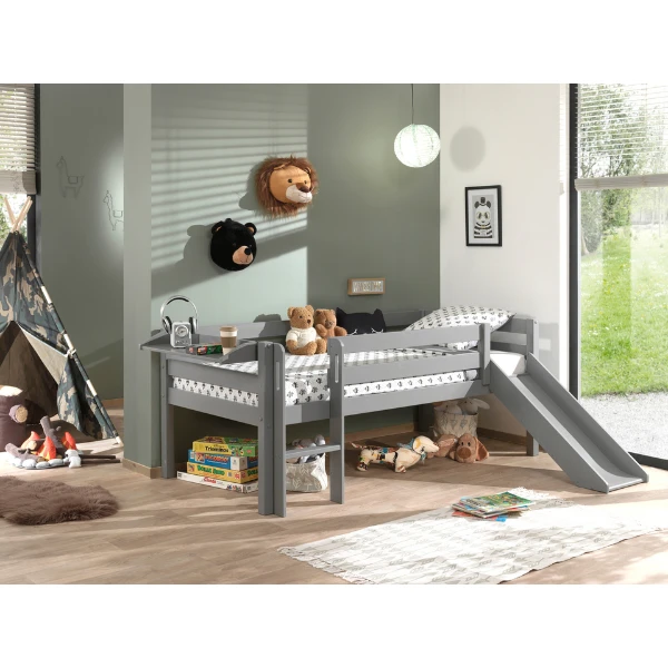 Halfhoogslaper Pip 90x200 Cm Met Glijbaan En 1 Hangplank-grijs 3 Halfhoogslaper Pip 90x200 Cm Met Glijbaan En 1 Hangplank-grijs - Afbeelding 3