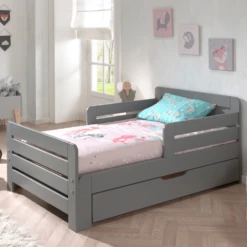 Meegroeibed Jumper 140+60 Cm Met Bedlade, Matras En Lattenbodem- Grijs