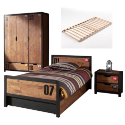 Kinderkamercombinatie Alex 3 (incl.lattenbodem)-massief Dennenhout