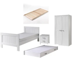 Kinderkamercombinatie Lewis 3 (incl. Lattenbodem)-wit