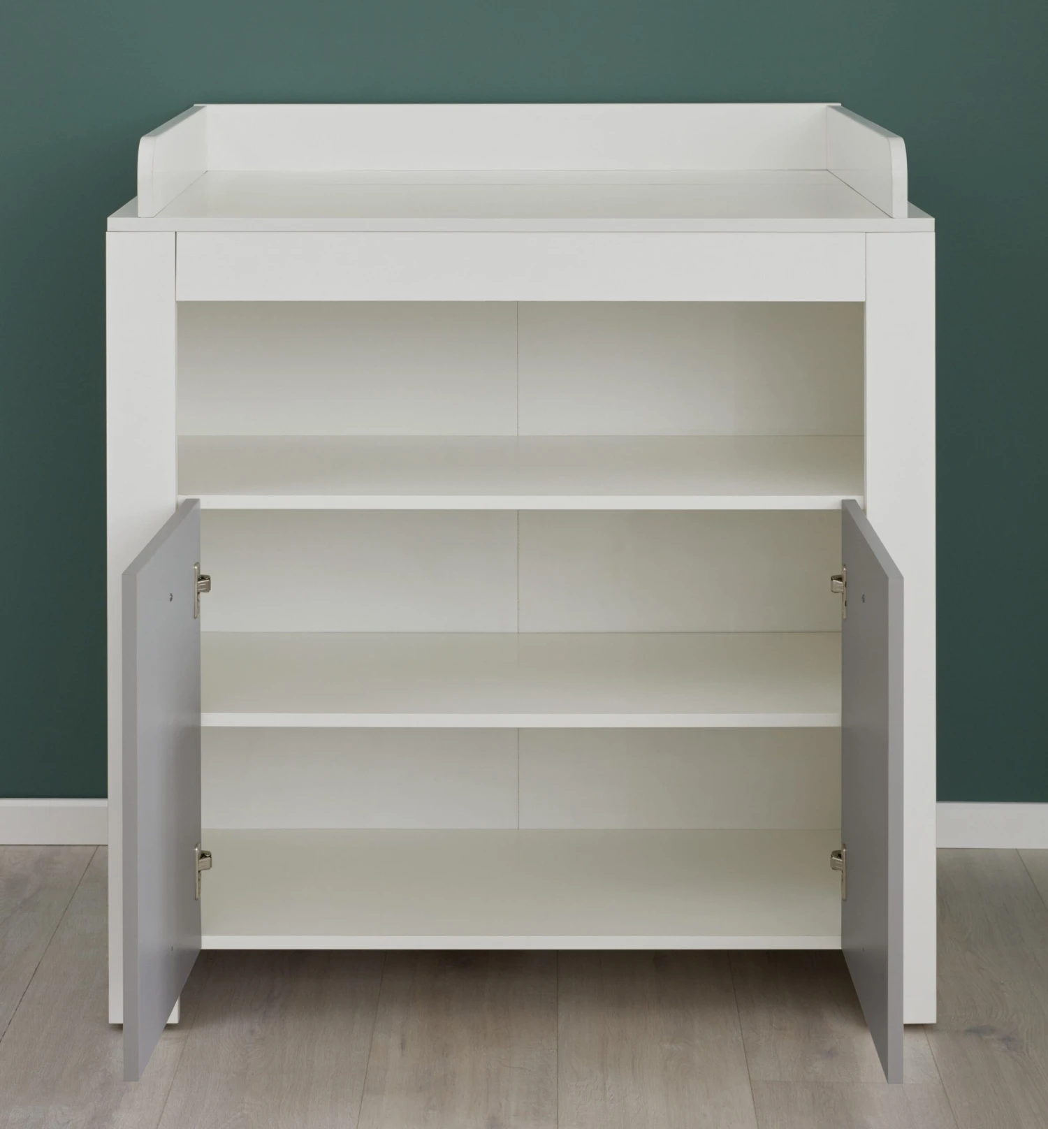 Luiertafel Pia | 96 X 69 X 103 Cm | Met Opbergruimte | Grijs-wit 2 Luiertafel Pia | 96 X 69 X 103 Cm | Met Opbergruimte | Grijs-wit - Afbeelding 2