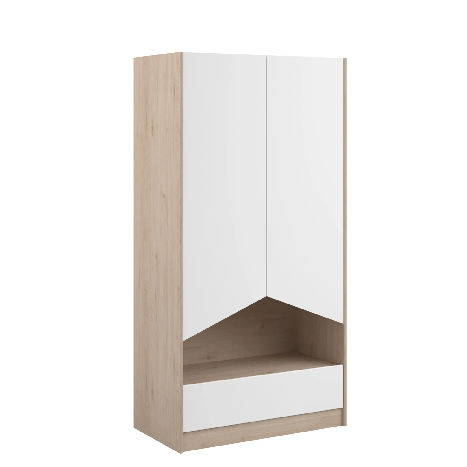 Kledingkast Shelby Met 2 Deuren - Eik/wit 14 Kledingkast Shelby Met 2 Deuren - Eik/wit - Afbeelding 14