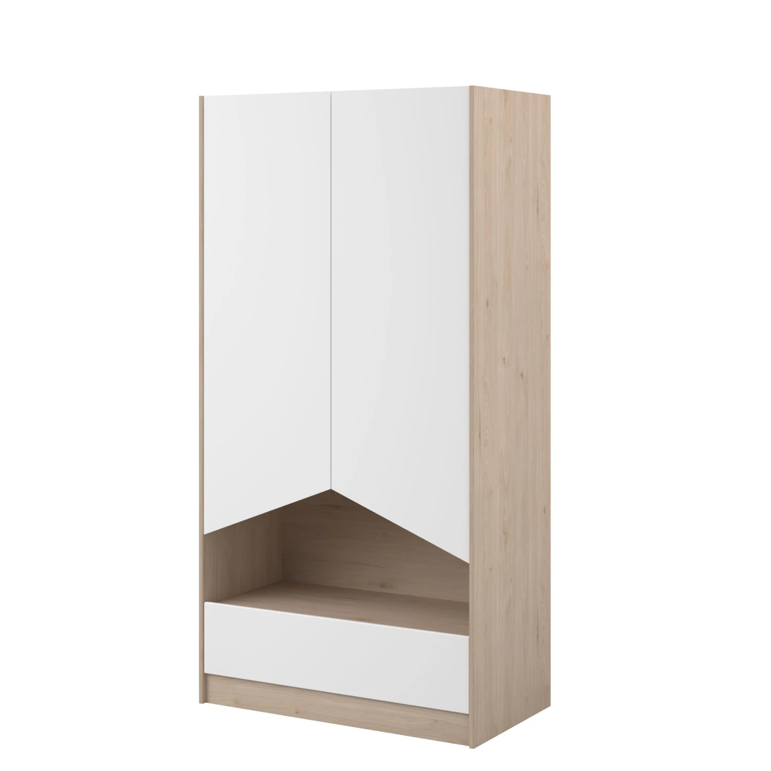 Kledingkast Shelby Met 2 Deuren - Eik/wit 13 Kledingkast Shelby Met 2 Deuren - Eik/wit - Afbeelding 13