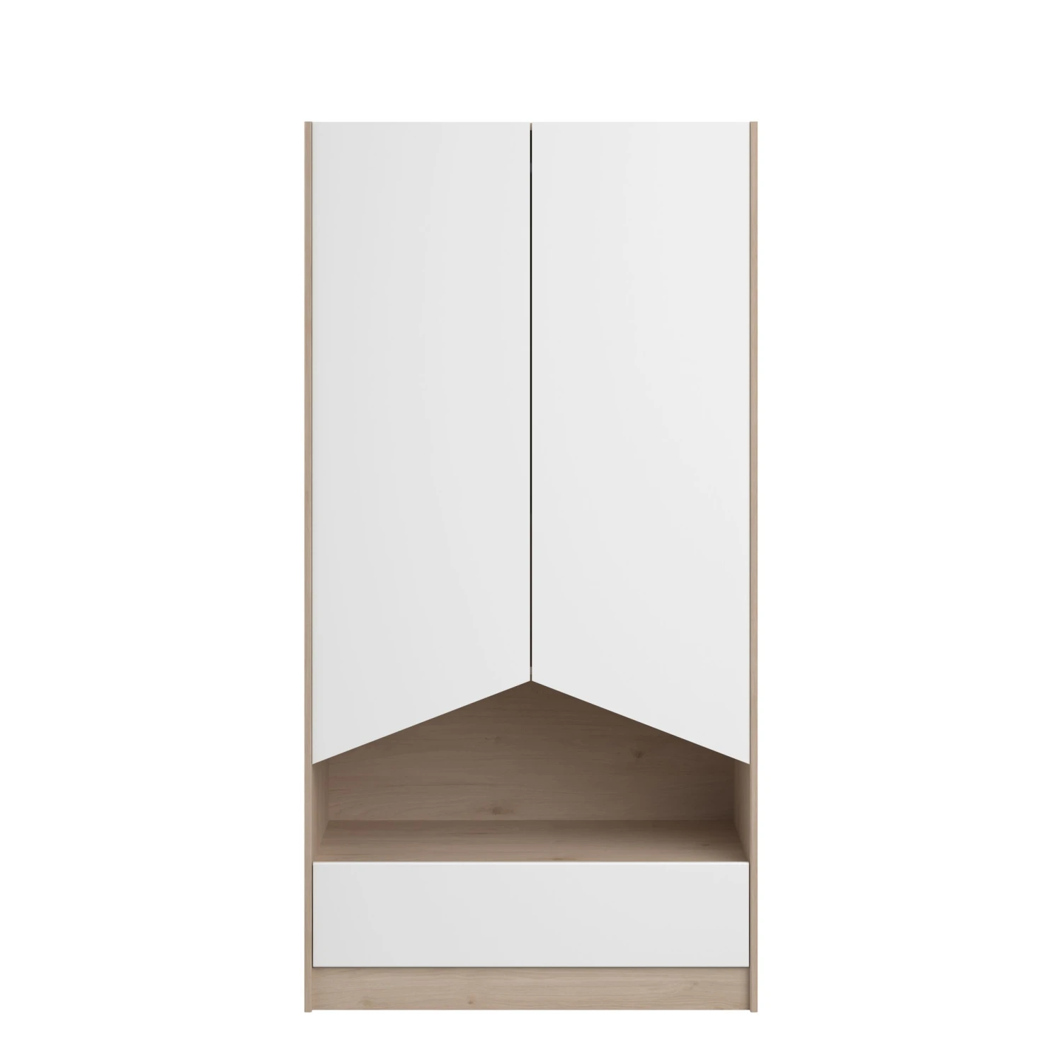 Kledingkast Shelby Met 2 Deuren - Eik/wit 15 Kledingkast Shelby Met 2 Deuren - Eik/wit - Afbeelding 15