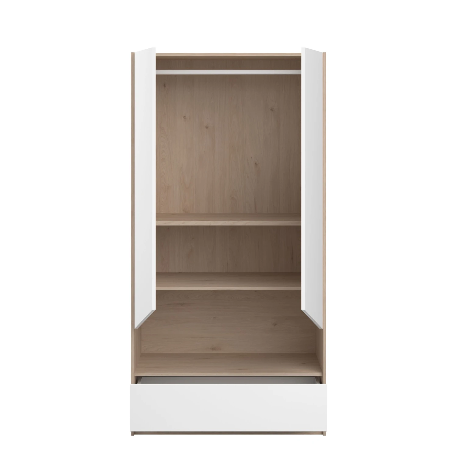 Kledingkast Shelby Met 2 Deuren - Eik/wit 10 Kledingkast Shelby Met 2 Deuren - Eik/wit - Afbeelding 10