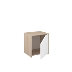 Nachtkastje Shelby Met 1 Deur - Eik/wit -Kinderkamer Meubelen SHELTER 2400 CH1P OUV C 20aa