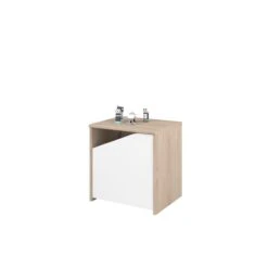 Nachtkastje Shelby Met 1 Deur - Eik/wit -Kinderkamer Meubelen SHELTER 2400 CH1P STYLE D 4865