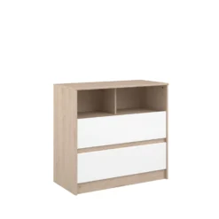 Commode Shelby 84cm - Eik/wit 28 Commode Shelby 84cm - Eik/wit -Kinderkamer Meubelen SHELTER 2400 CO2T C 9122