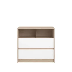 Commode Shelby 84cm - Eik/wit 26 Commode Shelby 84cm - Eik/wit -Kinderkamer Meubelen SHELTER 2400 CO2T F 4087
