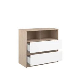 Commode Shelby 84cm - Eik/wit 24 Commode Shelby 84cm - Eik/wit -Kinderkamer Meubelen SHELTER 2400 CO2T OUV C 0372