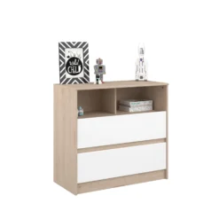 Commode Shelby 84cm - Eik/wit 23 Commode Shelby 84cm - Eik/wit -Kinderkamer Meubelen SHELTER 2400 CO2T STYLE C ee30