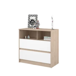 Commode Shelby 84cm - Eik/wit 20 Commode Shelby 84cm - Eik/wit -Kinderkamer Meubelen SHELTER 2400 CO2T STYLE D 4918