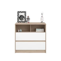 Commode Shelby 84cm - Eik/wit 21 Commode Shelby 84cm - Eik/wit -Kinderkamer Meubelen SHELTER 2400 CO2T STYLE F f524