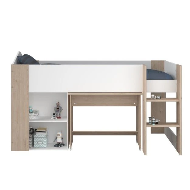 Halfhoogslaper Shelby 90x200 - Wit/eik 2 Halfhoogslaper Shelby 90x200 - Wit/eik - Afbeelding 2