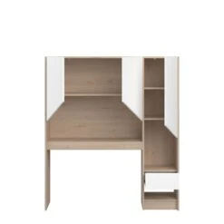 Achterbouw Bed & Bureau Shelby - Eik/wit -Kinderkamer Meubelen SHELTER 2400 ENVI OUV F d9c9