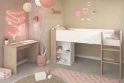 Halfhoogslaper Shelby 90x200 - Wit/eik 23 Halfhoogslaper Shelby 90x200 - Wit/eik -Kinderkamer Meubelen SHELTER FILLE 2400 COMB OUV SSCHAI 5afe
