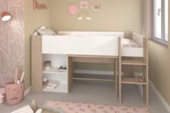 Halfhoogslaper Shelby 90x200 - Wit/eik 21 Halfhoogslaper Shelby 90x200 - Wit/eik -Kinderkamer Meubelen SHELTER FILLE 2400 COMB ac28