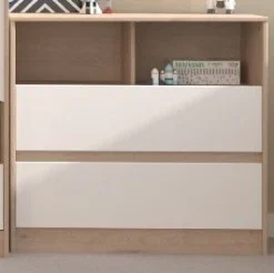 Commode Shelby 84cm - Eik/wit