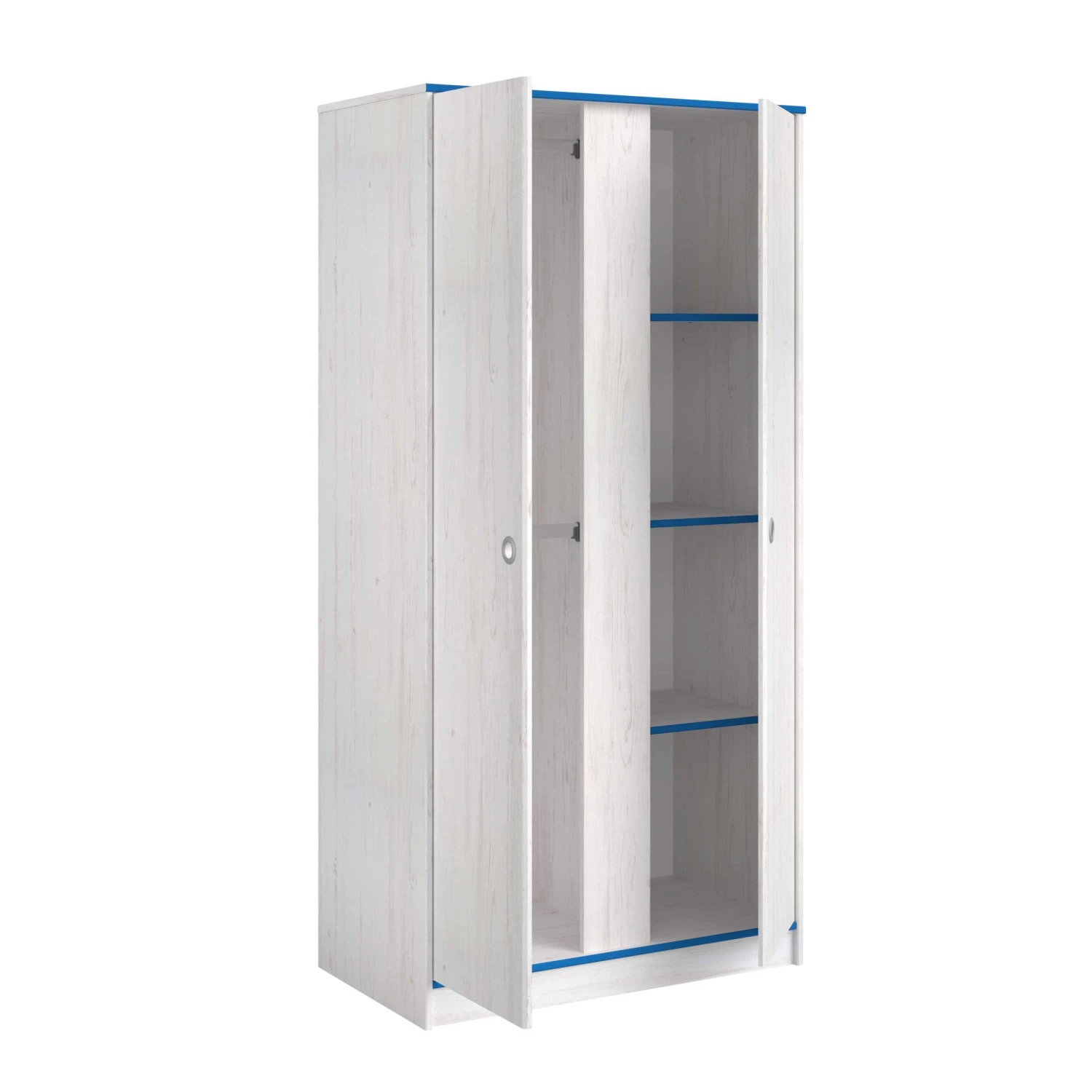 Kledingkast Smoozy 90cm 2 Deuren - Wit/roze Of Wit/blauw 5 Kledingkast Smoozy 90cm 2 Deuren - Wit/roze Of Wit/blauw - Afbeelding 5