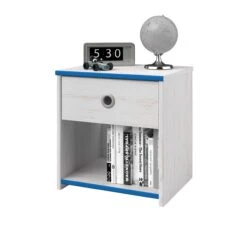 Nachtkastje Smoozy 1 Lade - Wit/roze Of Wit/blauw -Kinderkamer Meubelen SMOOZY 2223 CH1T G STYLE D 20191119000418 db1f