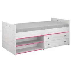 Kajuitbed Smoozy 90x200 Met 2 Lades - Wit/roze Of Wit/blauw -Kinderkamer Meubelen SMOOZY 2223 LITI MATELAS C 20191119000225 d325
