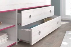 Kajuitbed Smoozy 90x200 Met 2 Lades - Wit/roze Of Wit/blauw -Kinderkamer Meubelen SMOOZY chambre F 2223 LITI OUV 20191129000235 0fad scaled