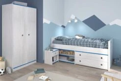 Kajuitbed Smoozy 90x200 Met 2 Lades - Wit/roze Of Wit/blauw -Kinderkamer Meubelen SMOOZY chambre G 2223 A2PR LITI CHEV 20191119000208a 9850