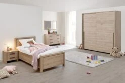 Eenpersoonsbed Lavio 90x200cm - Eikdecor/zwart -Kinderkamer Meubelen Viola 2DS 5ae1