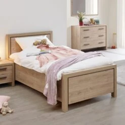 Eenpersoonsbed Lavio 90x200cm - Eikdecor/zwart