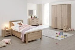 Eenpersoonsbed Lavio 90x200cm - Eikdecor/zwart -Kinderkamer Meubelen Viola 3DD cb5c