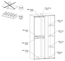 Kledingkast Rue Met 2 Deuren - Wit/grijs Of Wit/roze -Kinderkamer Meubelen pa ar2p 3 cfe5