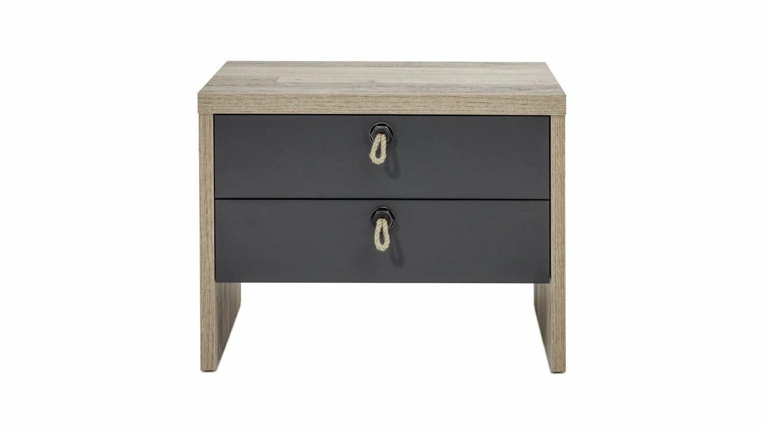 Nachtkastje Moleskin Met 2 Lades - Antraciet/old Style 3 Nachtkastje Moleskin Met 2 Lades - Antraciet/old Style - Afbeelding 3